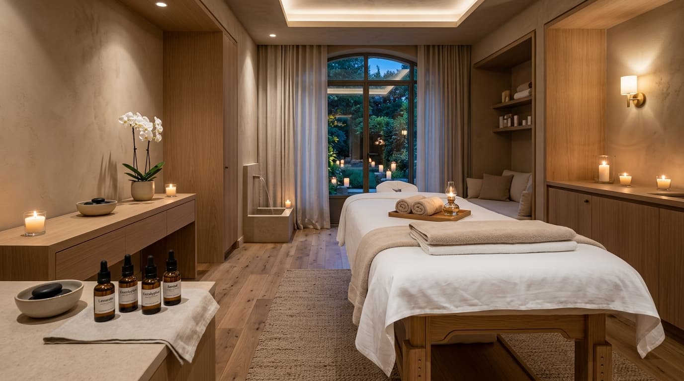 Ambiance luxueuse et relaxante de la cabine de soin à l'Institut & Spa de Nîmes